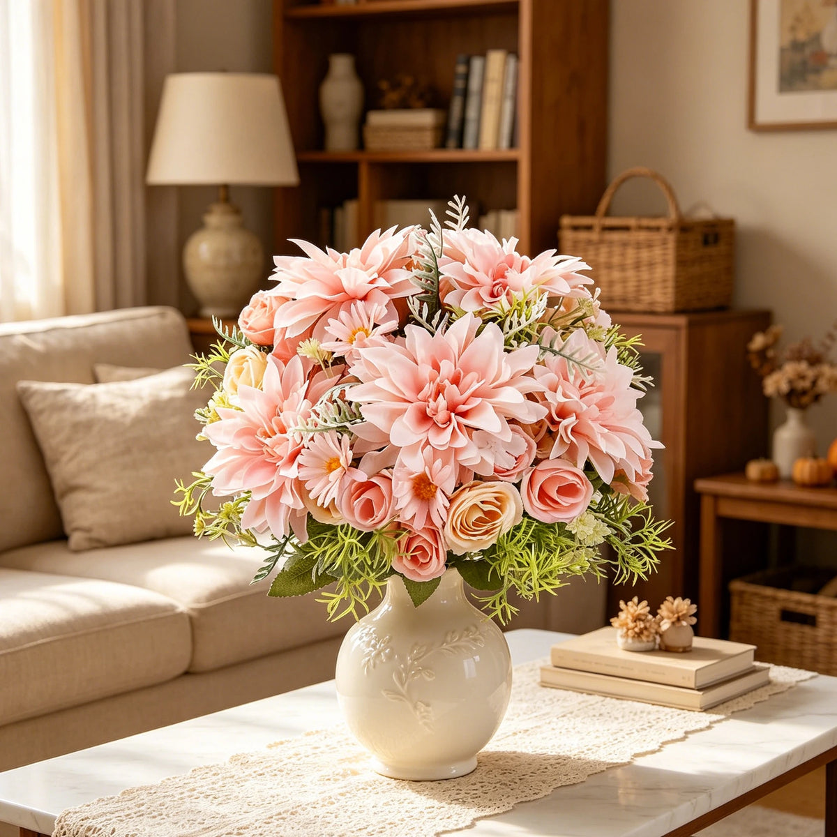 Artificial Silk Rose Bouquet – Wedding & Home Fall Decor Artificial Flower Bouquet Babs