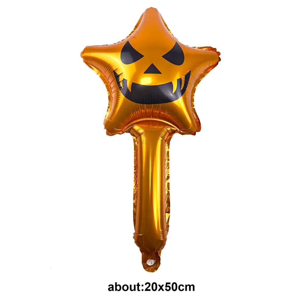 Halloween Handheld Foil Balloons – Pumpkin Ghost Skeleton 1/5/10Pc Halloween Foil Balloons Babs A-4 As pictures show 1pcs