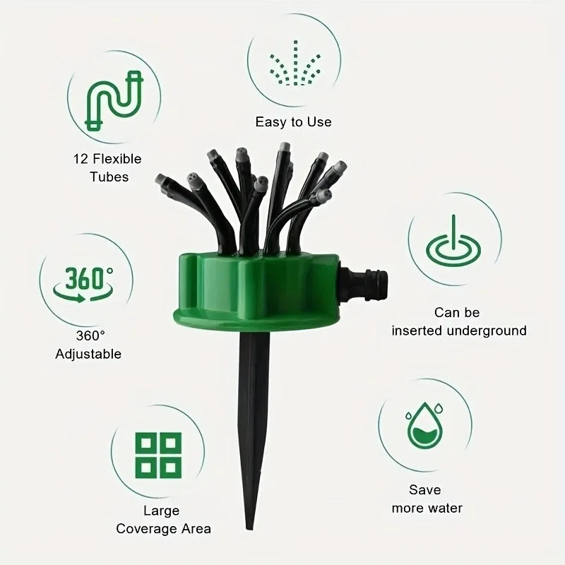 360° Rotating Garden Sprinkler – Multi-Head Lawn Watering Nozzle Garden Sprinkler Babs