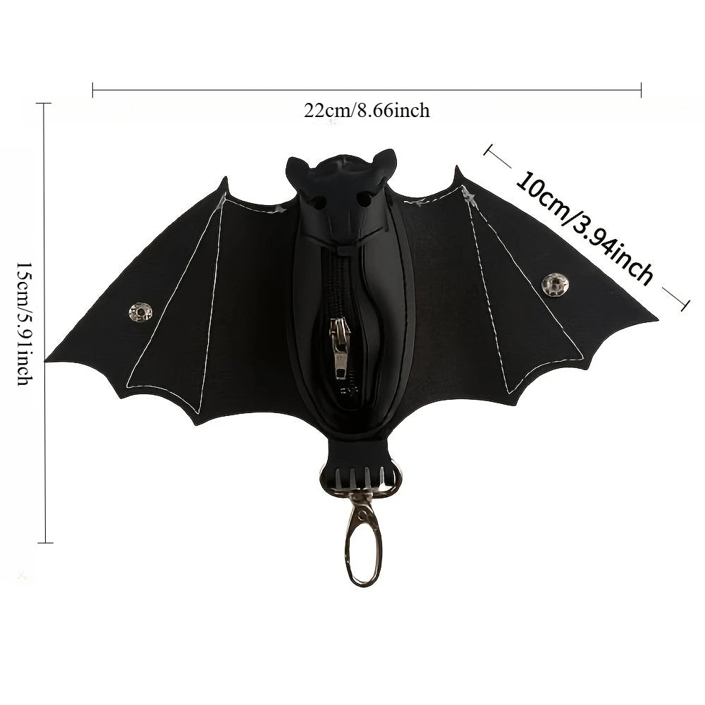 Halloween Bat Wallet Keychain – Mini PU Zipper Bag Pendant Wallet Keychain Babs