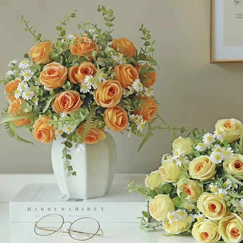 Silk Rose Artificial Flower Bouquet – Wedding & Home Décor Artificial Flower Bouquet Babs