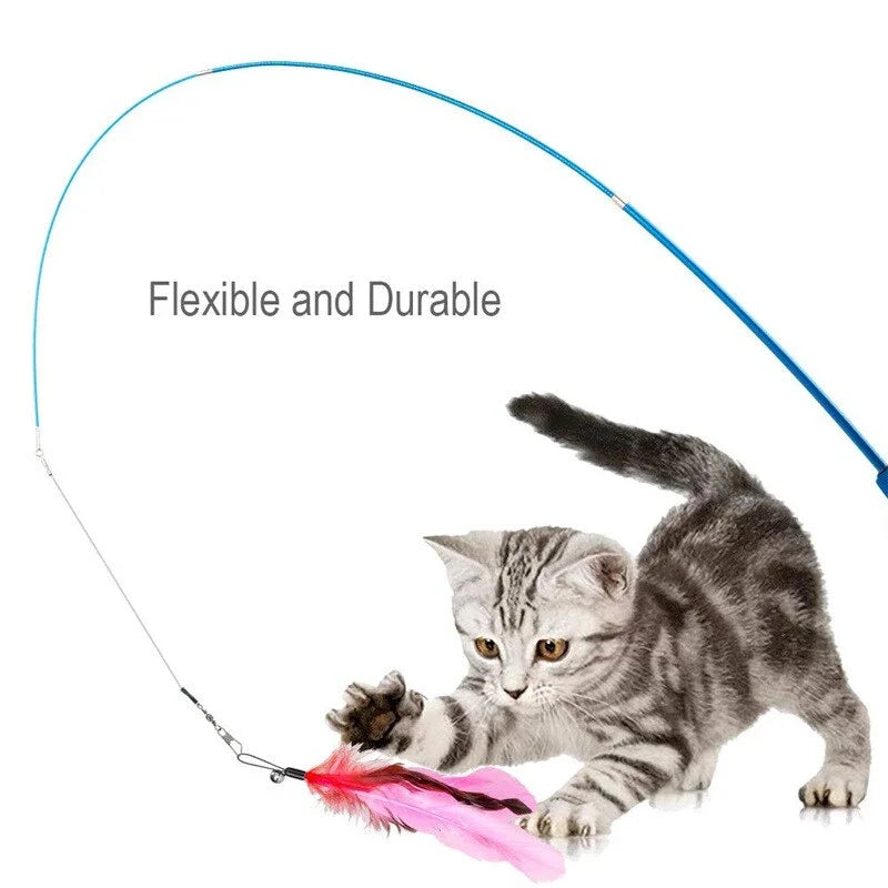 11-Piece Replacement Cat Feather Toy Set & Retractable Wand Cat Feather Toy Set Babs