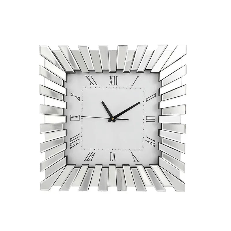 Luxury 3D Crystal Mirror Wall Clock – Diamond Silver Modern Decor Decorative Wall Clock Babs