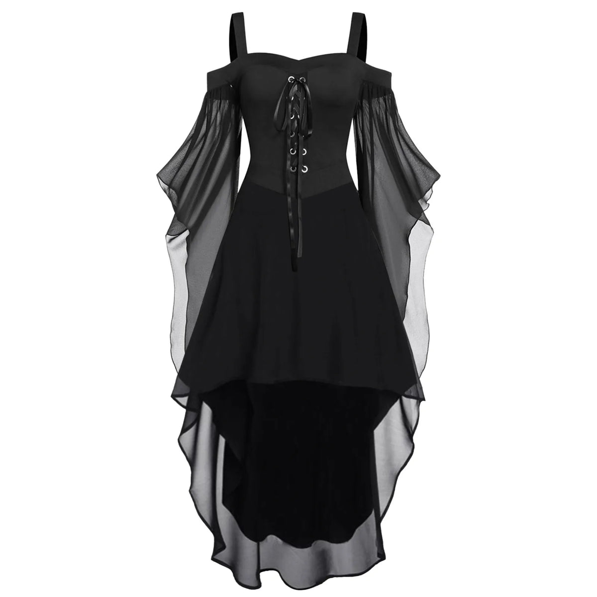 Women's Gothic Medieval Witch Dress – Plus Size Halloween Costume Gothic Costume Dress Babs Black XXL