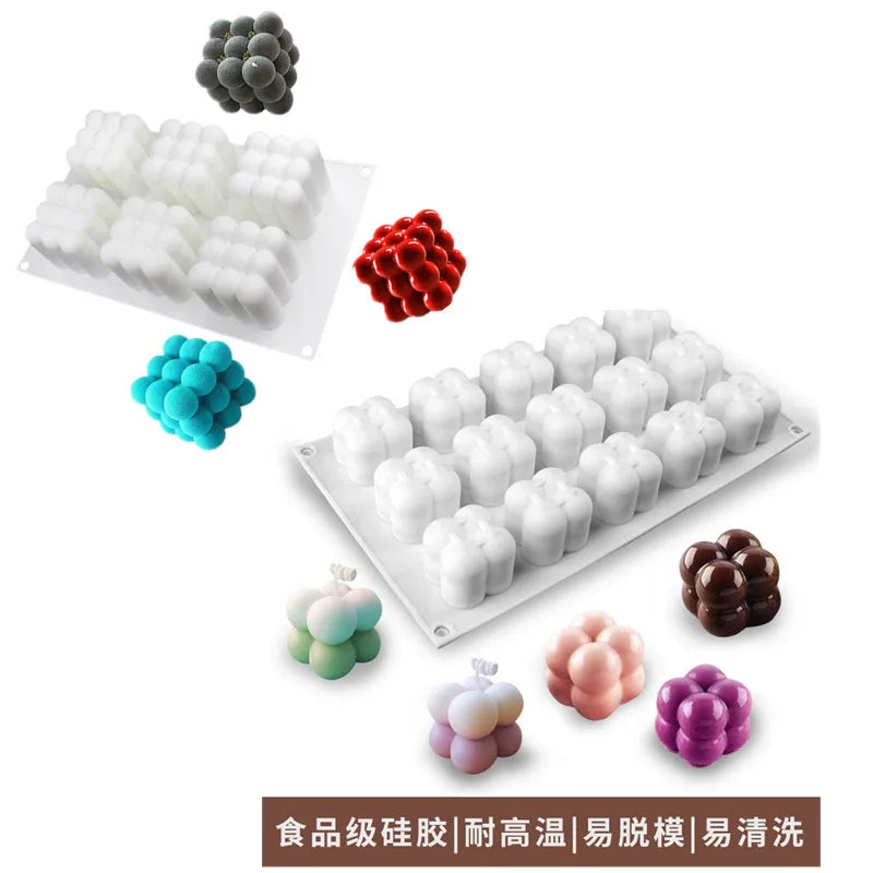 3D Cube Silicone Mold 6 & 15 Cavity – Mousse, Cake & Dessert Silicone Baking Mold Babs