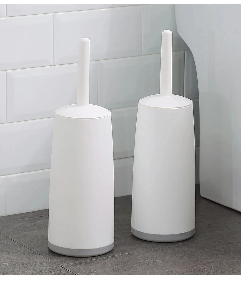 Toilet Brush with Standing Base & Long Handle | WC Cleaner Toilet Brush Set Babs White