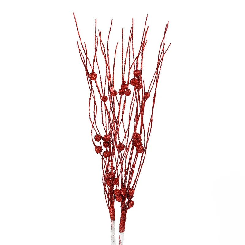 Christmas Glitter Berry Stem Branches – Xmas Tree & Vase Decor Christmas Tree Ornament Babs Red 1Pcs