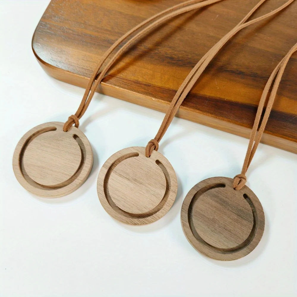 Round Wood Car Diffuser – White Wax Wood & Black Walnut Handmade Wood Car Diffuser Babs