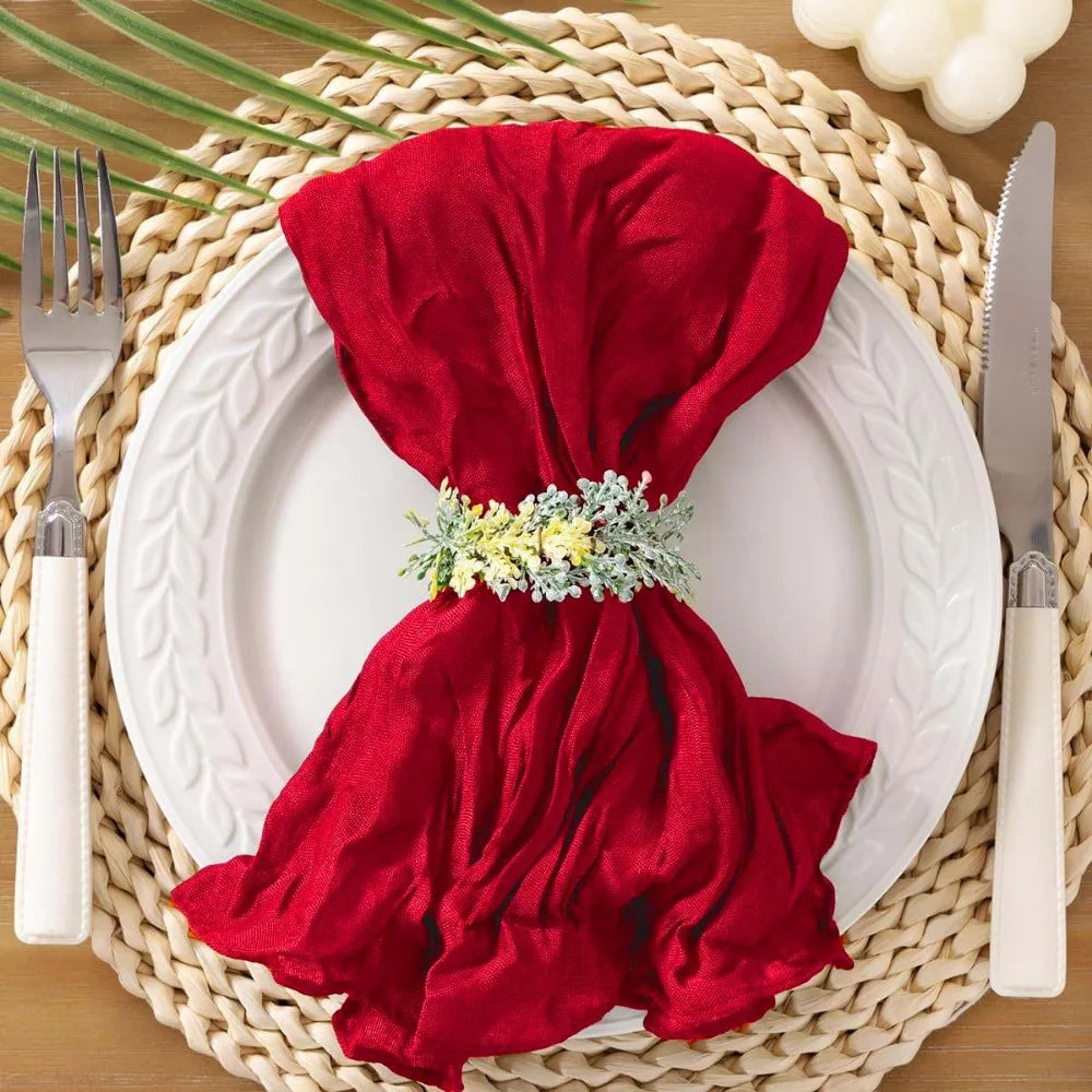 Reusable Gauze Napkins 50x50cm – Solid Color Polyester Table Linen Cloth Table Napkin Babs Red