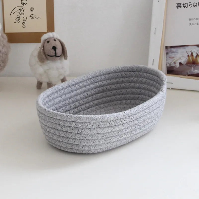 Nordic Cotton Rope Woven Storage Basket – Desktop Organizer Woven Storage Basket Babs