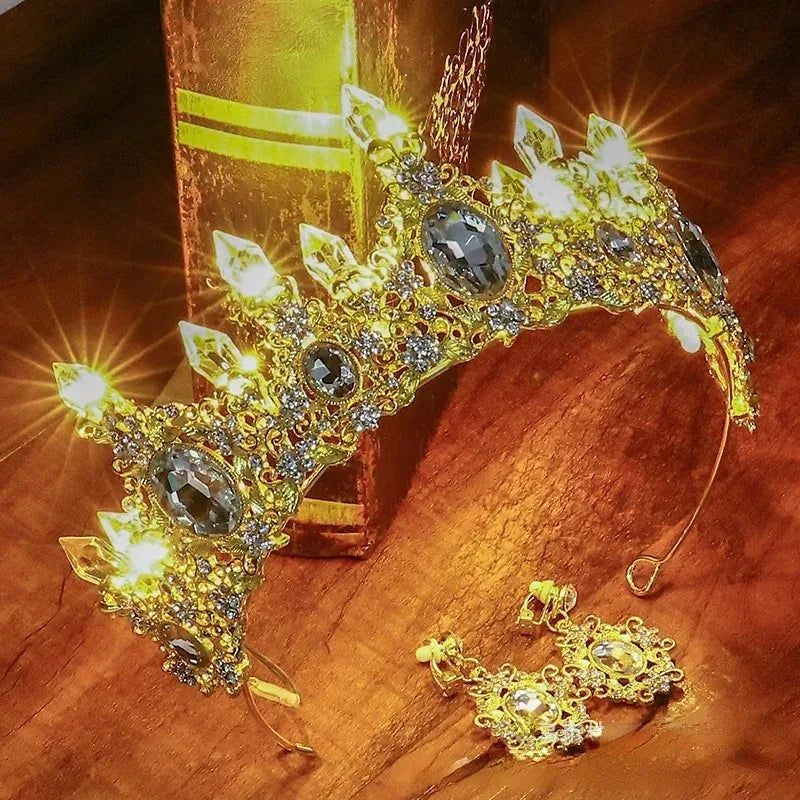 LED Light-Up Bride Crown Tiara | Rhinestone Princess Hair Accessory LED Rhinestone Tiara Babs