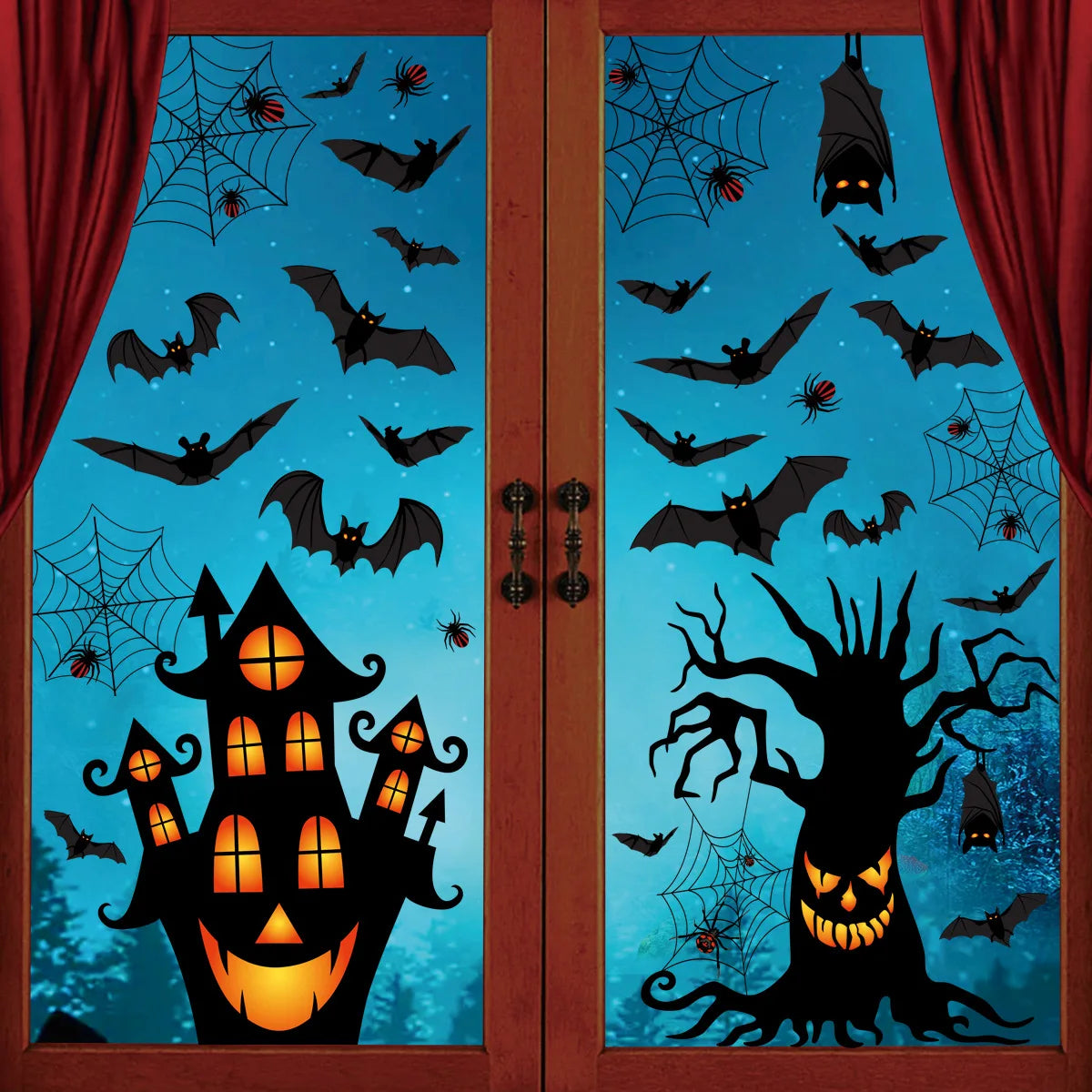 Halloween Static Cling Window Stickers – Ghost, Bat & House Halloween Window Clings Babs