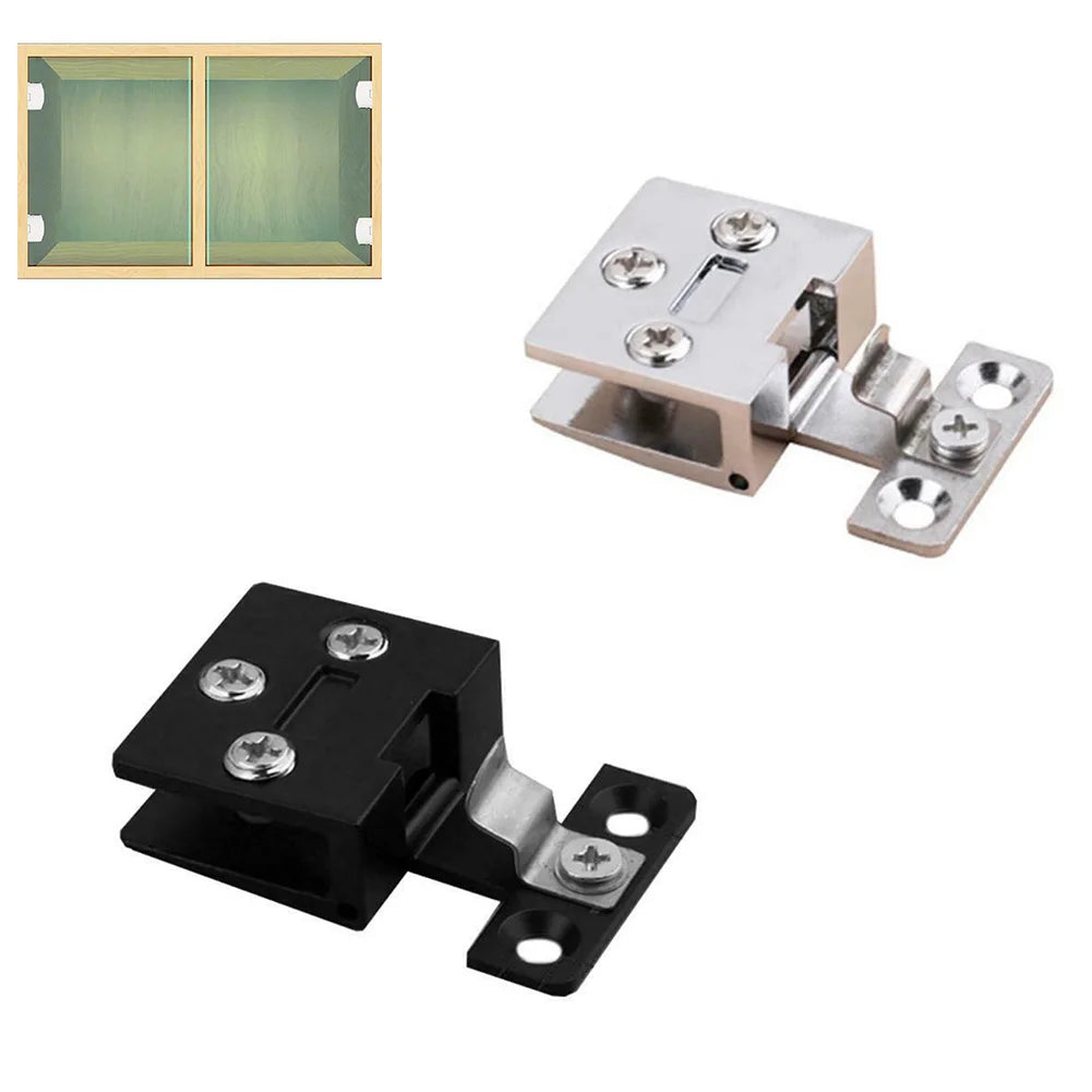 Zinc Alloy Glass Cabinet Door Hinge with Screws | Black & Silver Cabinet Door Hinge Babs