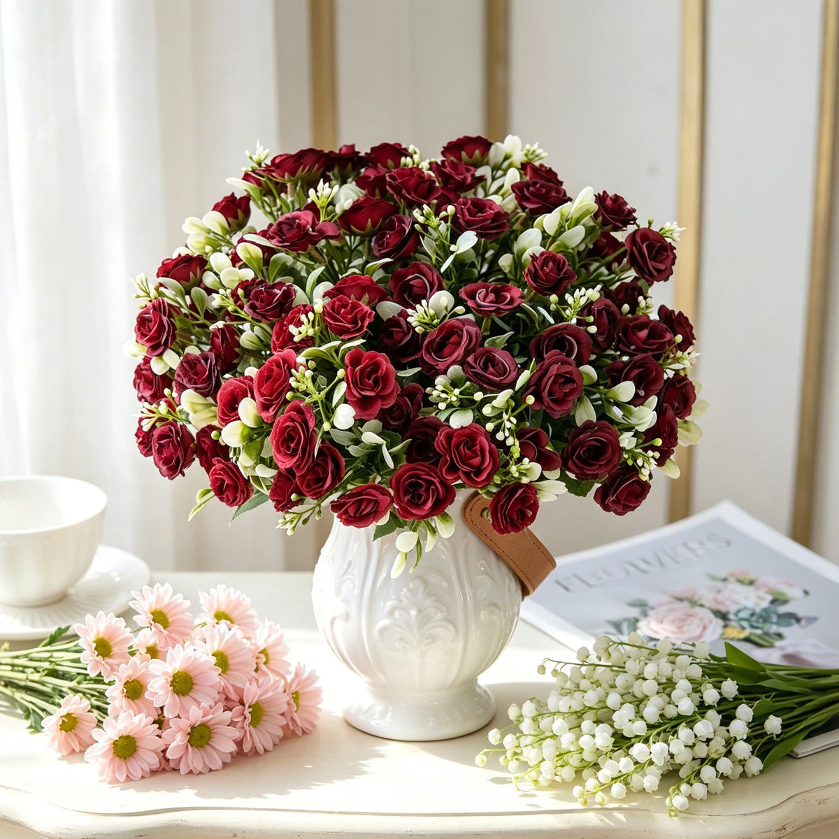 UV-Resistant Artificial Silk Rose Bouquet – Wedding & Home Décor Artificial Flower Bouquet Babs