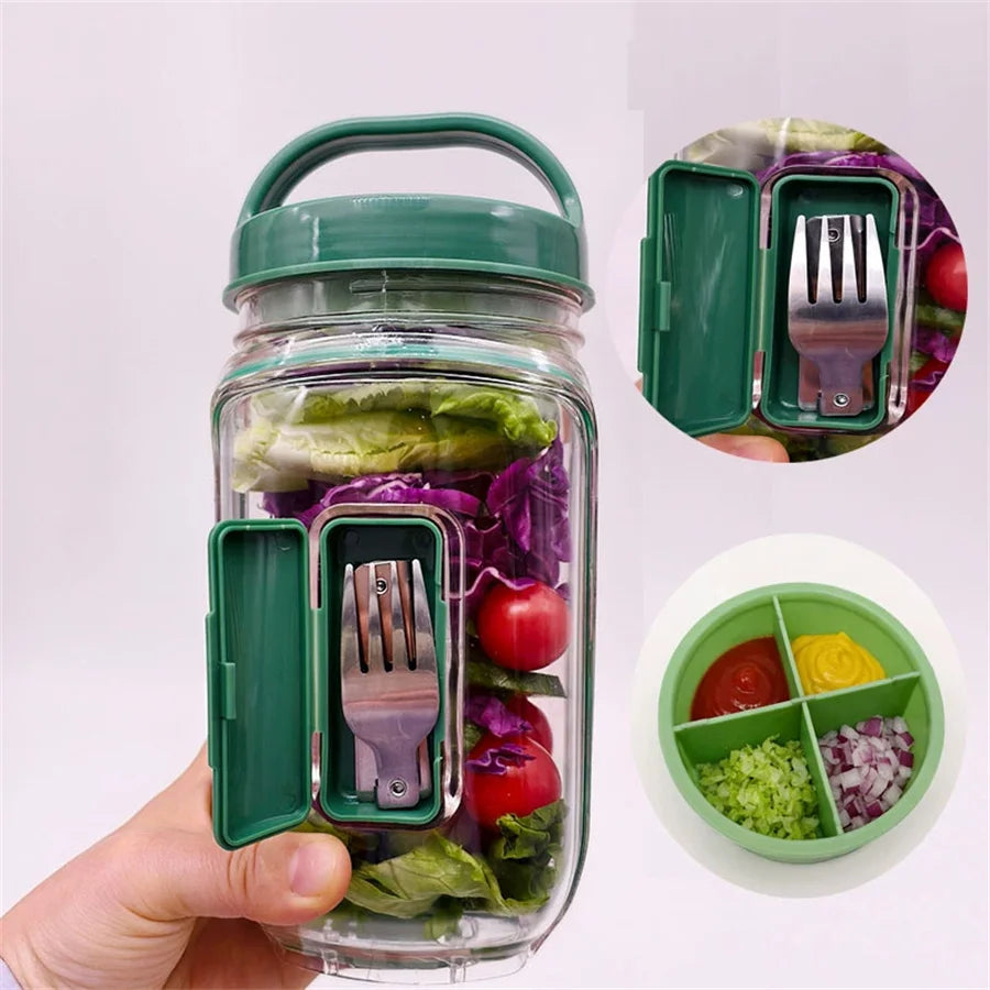 Salad Pod Leak-Proof Container with Flip Lid & Vertical Layers Salad Storage Container Babs