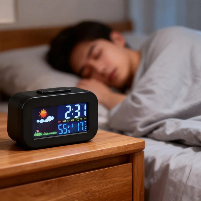 Mini Digital Alarm Clock – Temperature, Humidity & LED Backlight Digital Alarm Clock Babs