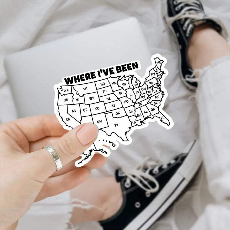 3-Pack US Travel Map Vinyl Stickers – Waterproof State Tracker Travel Map Sticker Babs