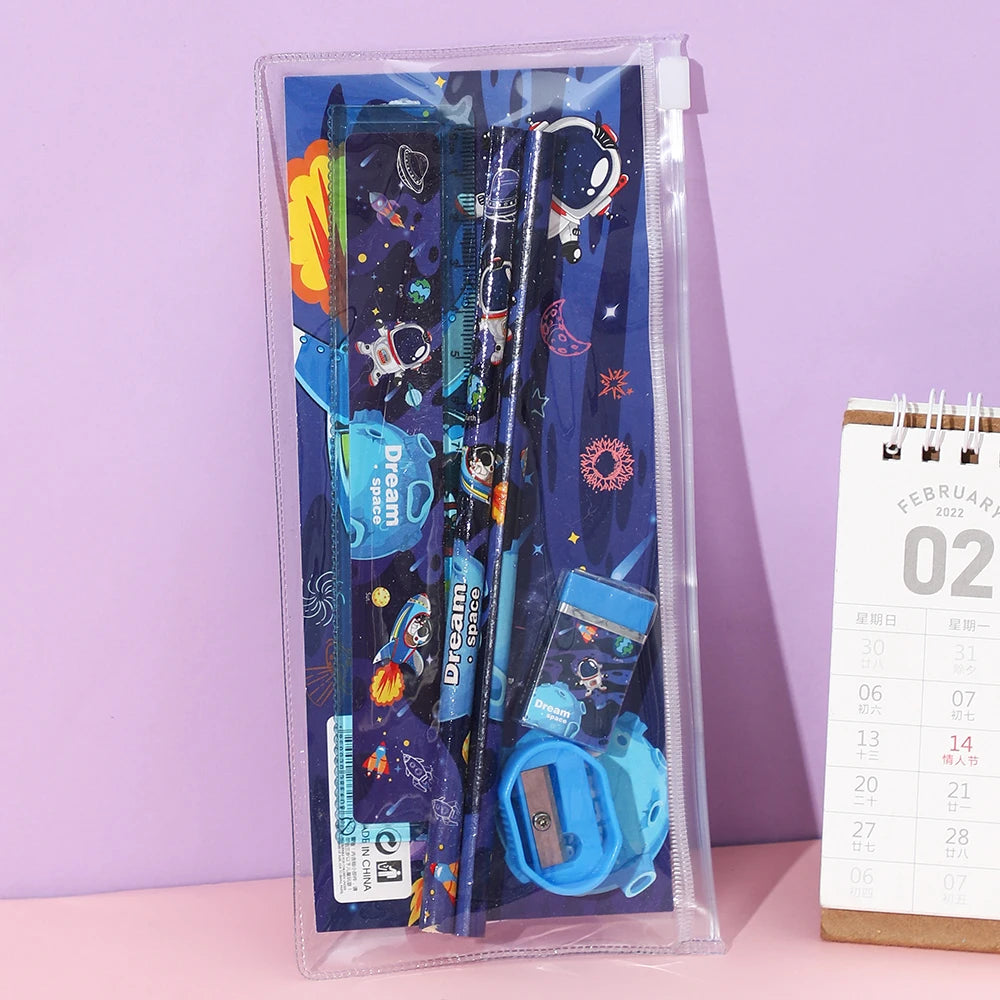 Cartoon Dinosaur Stationery Set 5pcs – Kids School Supplies Kids Stationery Set Babs