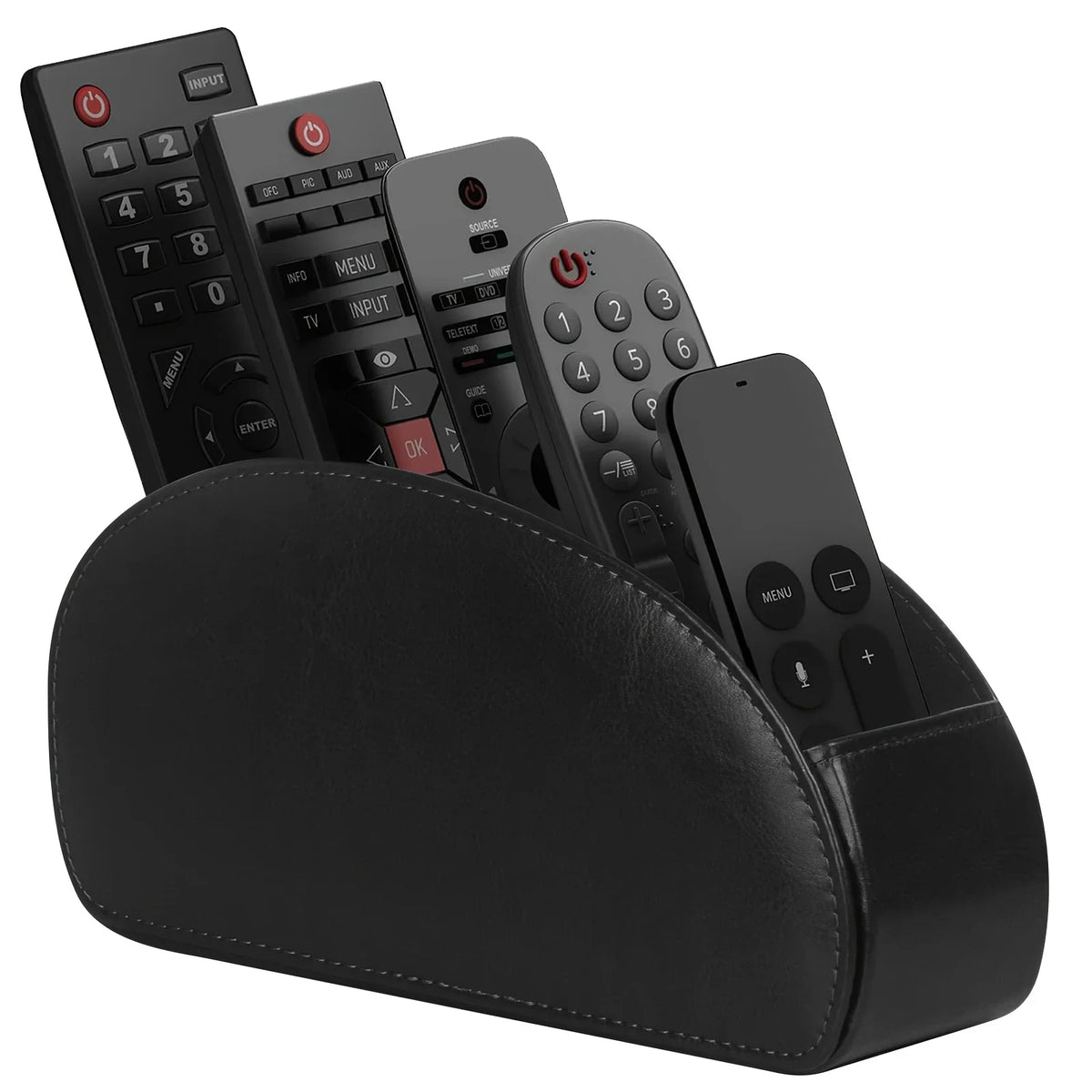 5-Compartment PU Leather Remote Control Storage Box – Black Desktop Storage Organizer Babs black