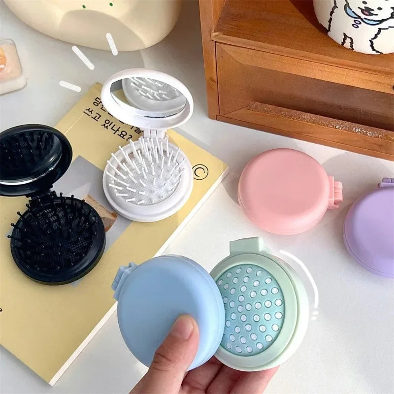Folding Hair Comb with Mirror – Portable Air Cushion Brush Folding Hair Comb Babs