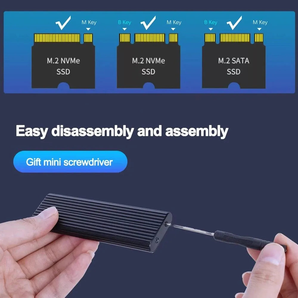 M.2 NVMe SATA SSD Enclosure 10Gbps USB-C Aluminum Case SSD Enclosure Babs