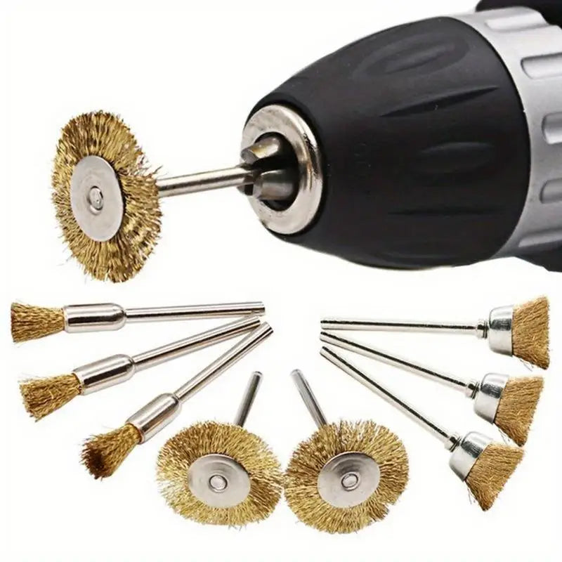 9PCS Brass Wire Brush Set – Grinding, Deburring & Polishing Wire Brush Set Babs