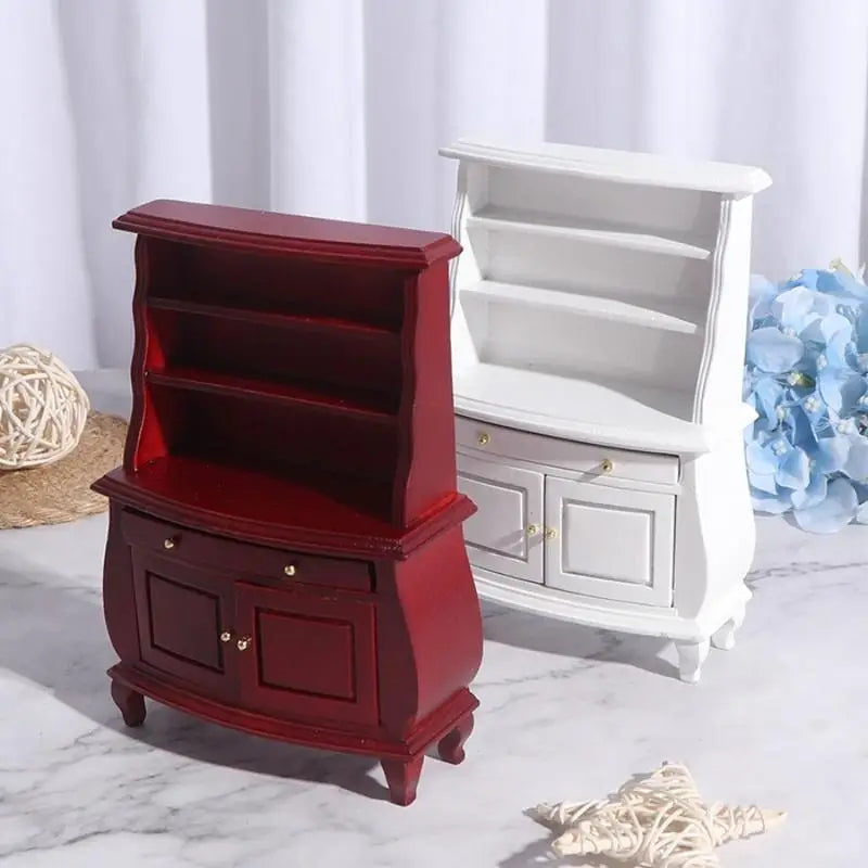 Mini Wooden Dollhouse Bookcase – Openable Desktop Decor Miniature Dollhouse Furniture Babs