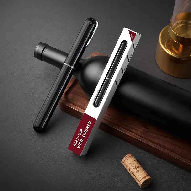 2-in-1 Air Pressure Wine Opener & Foil Cutter – Portable Wine Opener Babs Pen Corkscrew Black