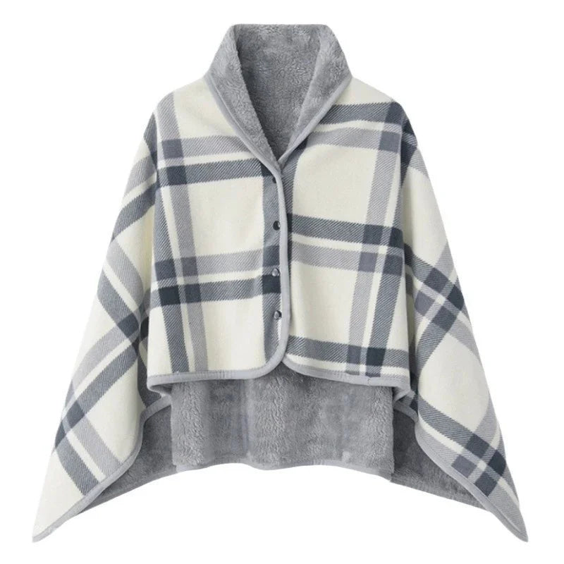 Fleece Wearable Plaid Blanket Poncho Throw – Sofa, Bed & Office Wearable Fleece Blanket Babs