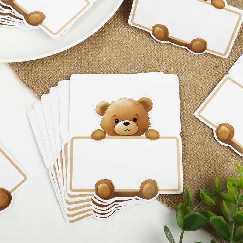 Brown Bear Place Cards 20/50pc – Party & Wedding Table Decor Party Place Cards Babs