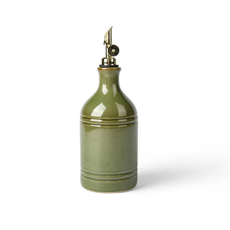 Retro Ceramic Olive Oil Bottle with Stainless Steel Spout Ceramic Oil Dispenser Babs