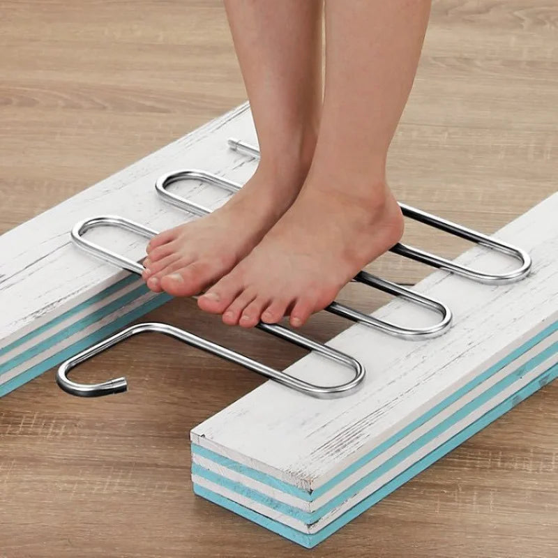 5-Layer S-Shape Stainless Steel Pants Hanger Rack – Silver Clothes Hanger Rack Babs