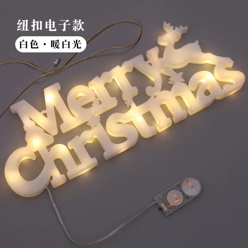 LED Merry Christmas Sign Light-Up Holiday Window Wall Decor Christmas LED Sign Babs White 1PC
