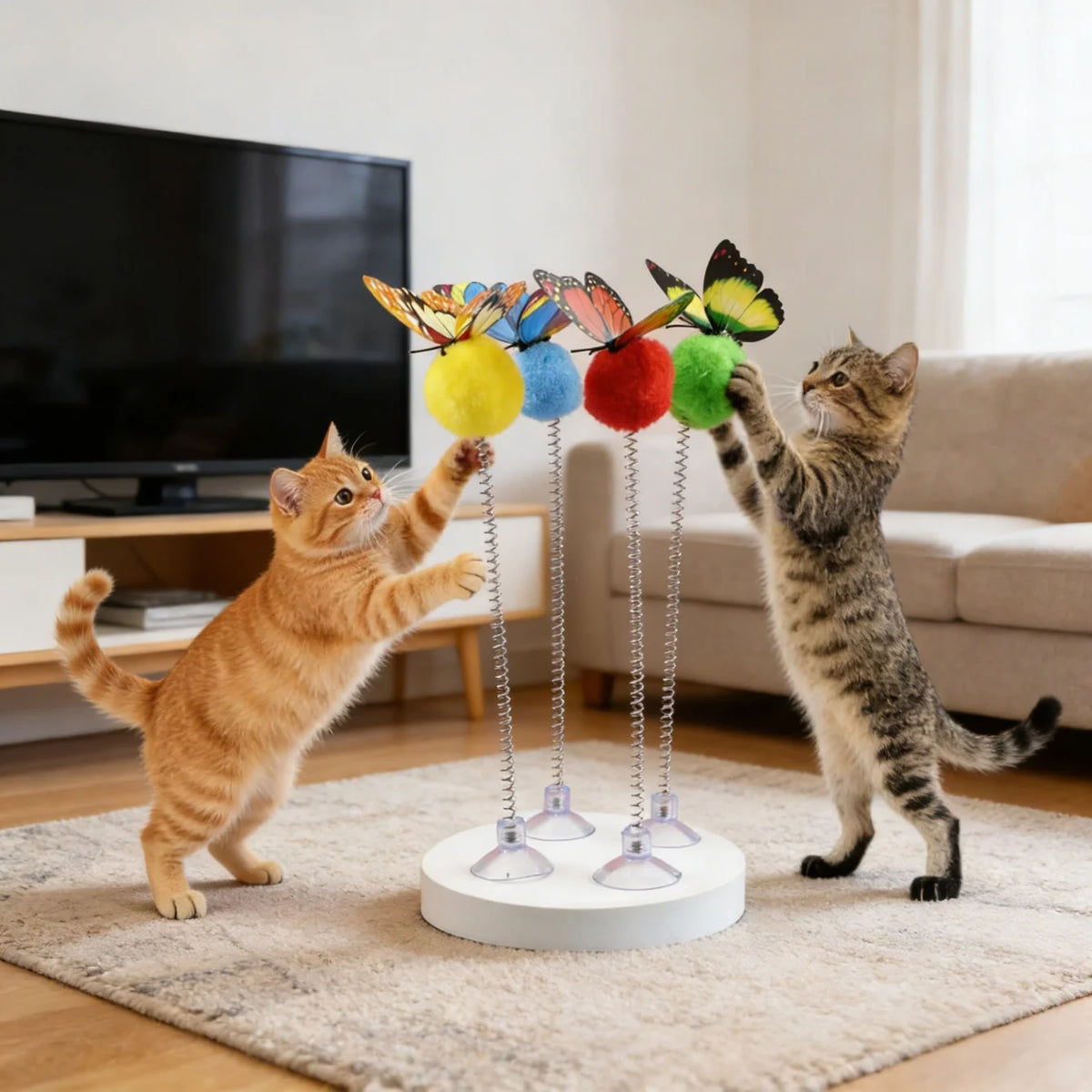Cat Spring Ball Toys with Suction Cups & Butterfly Design Cat Toy Babs