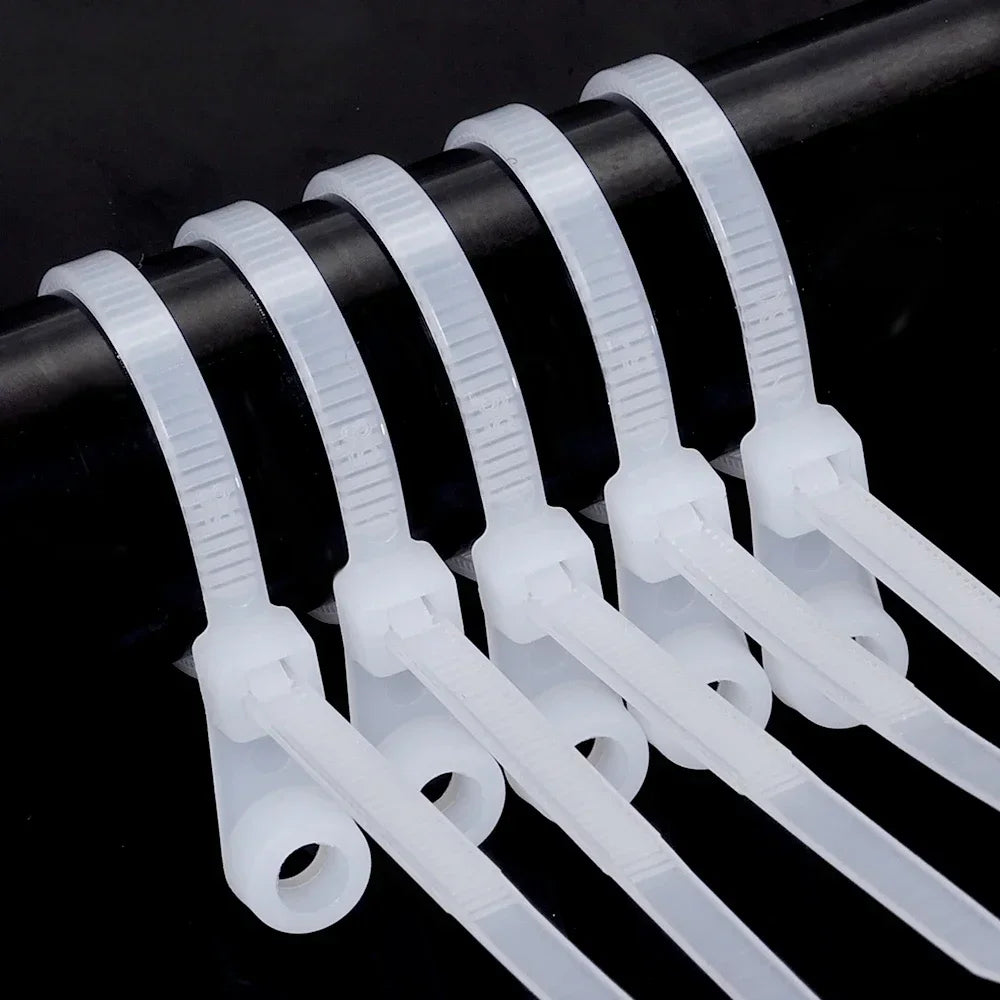 100pcs Nylon Cable Ties with Screw Mount – Self-Locking Organizer Nylon Cable Ties Babs