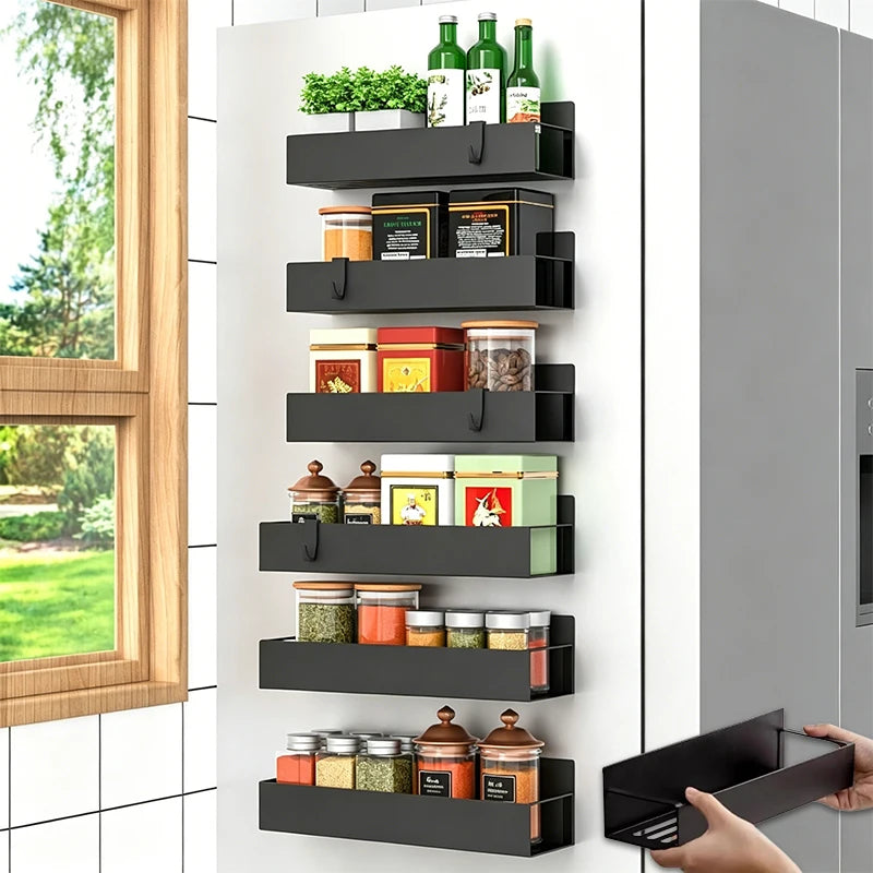 Magnetic Spice Rack for Fridge – Stainless Steel Organizer Magnetic Spice Rack Babs