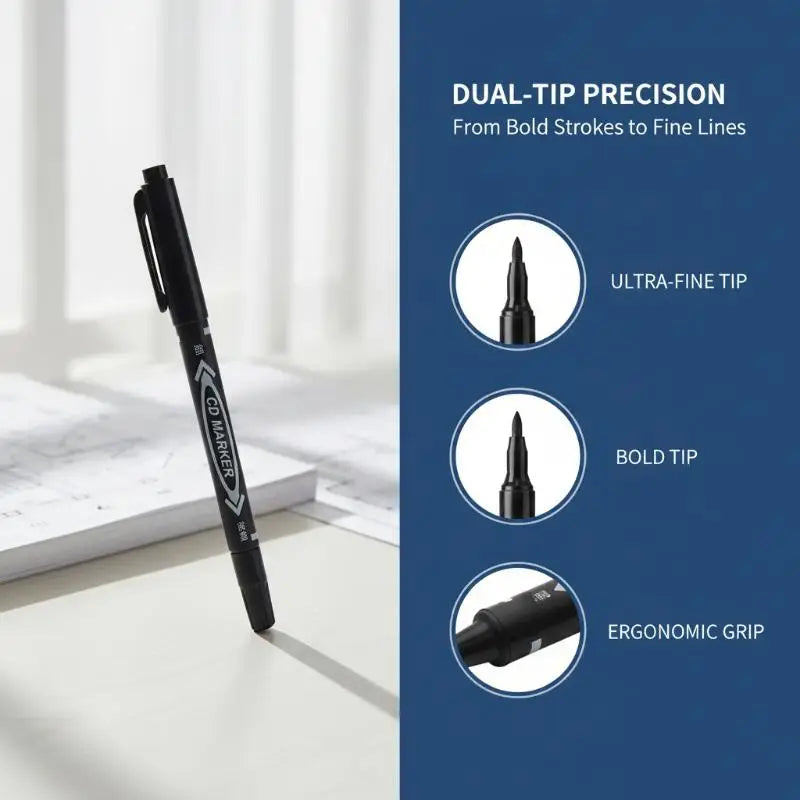Dual Tip Permanent Markers – Waterproof Fast-Dry Ink, 3 Colors Permanent Marker Pen Babs