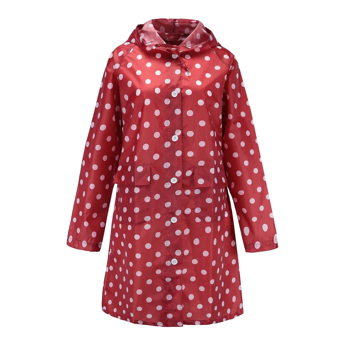 Hooded Waterproof Raincoat Long 95cm Unisex Hiking Rain Jacket Hooded Raincoat Babs Wine L