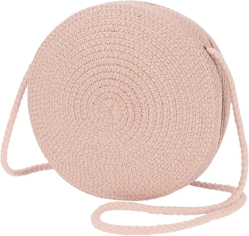 Round Straw Crossbody Bag – Minimalist Women's Summer Purse Straw Crossbody Bag Babs