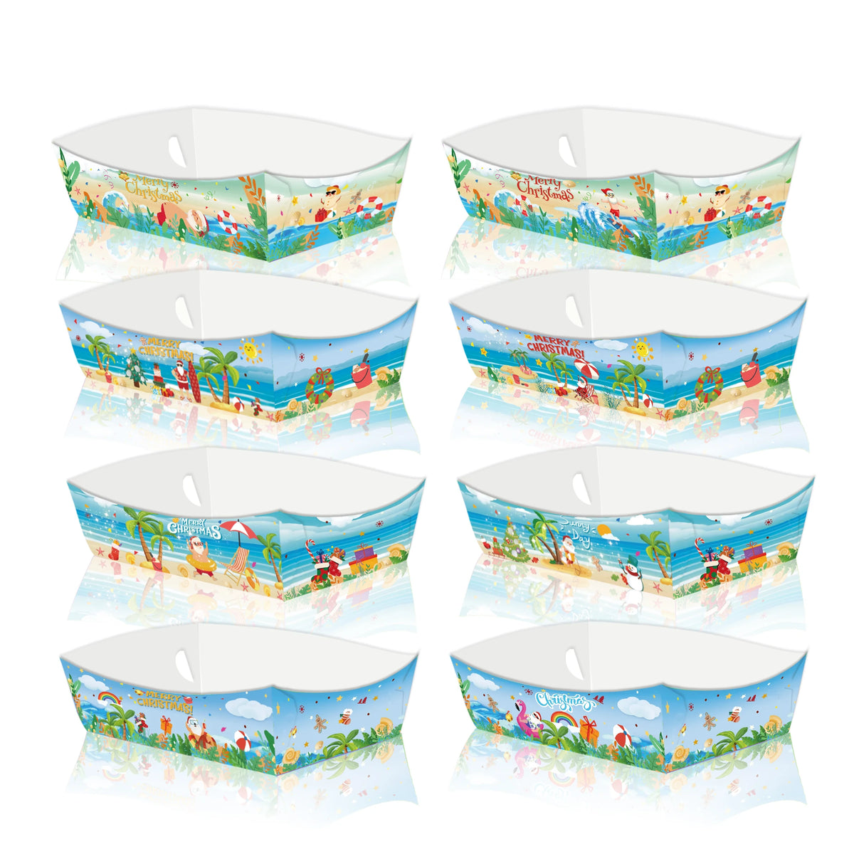 Hawaiian Hibiscus Paper Food Trays | Luau Party Supplies 8–48pk Disposable Party Trays Babs B 24 Pcs