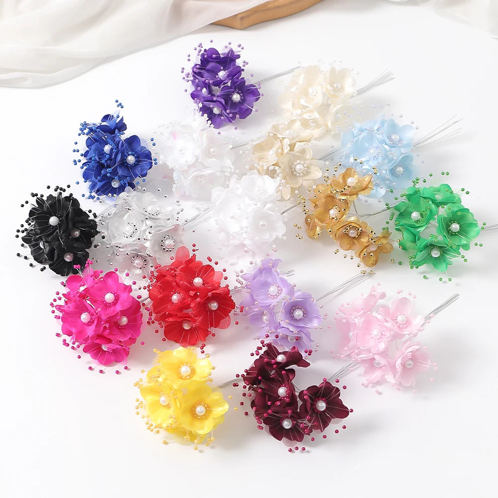 6Pcs Artificial Chiffon Rose Bouquet for Wedding & Home Decor Artificial Flower Bouquet Babs