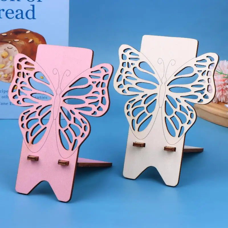 Wooden Butterfly Phone Stand | Cute Hollow Desktop Holder Phone Stand Babs