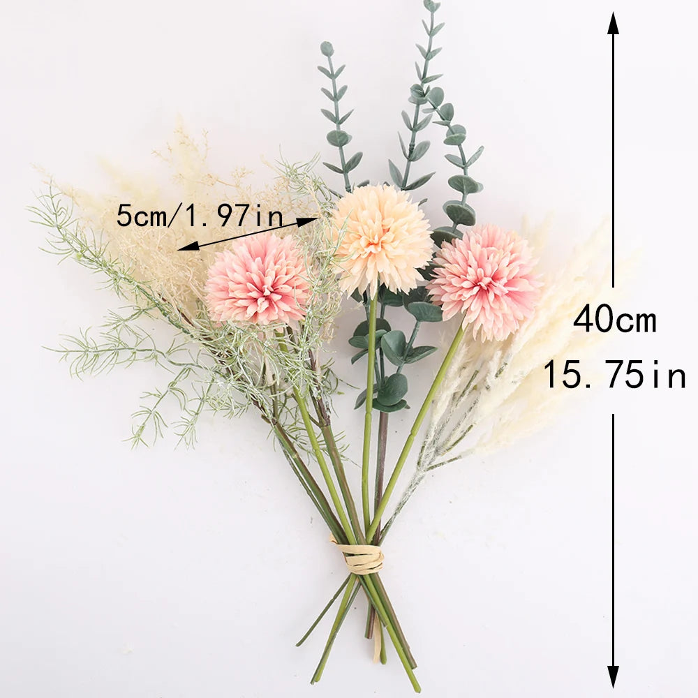 40CM Silk Artificial Flower Bouquet – Eucalyptus & Dandelion Artificial Flower Bouquet Babs