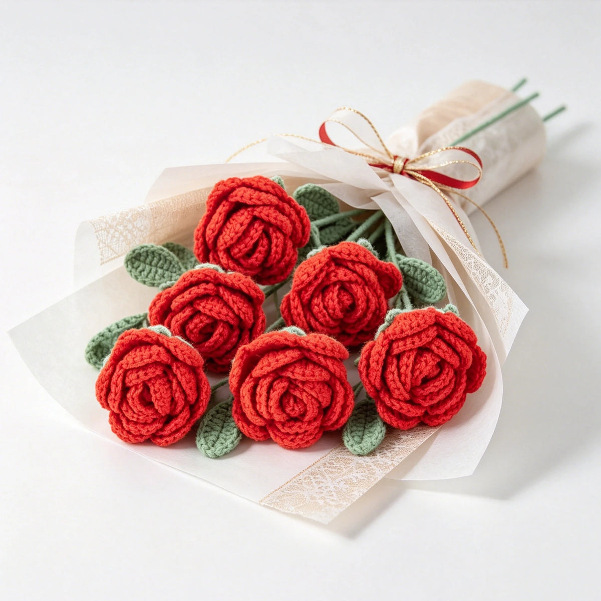 Handmade Crochet Yarn Rose Bouquet – Wedding & Home Decor Gift Crochet Flower Bouquet Babs