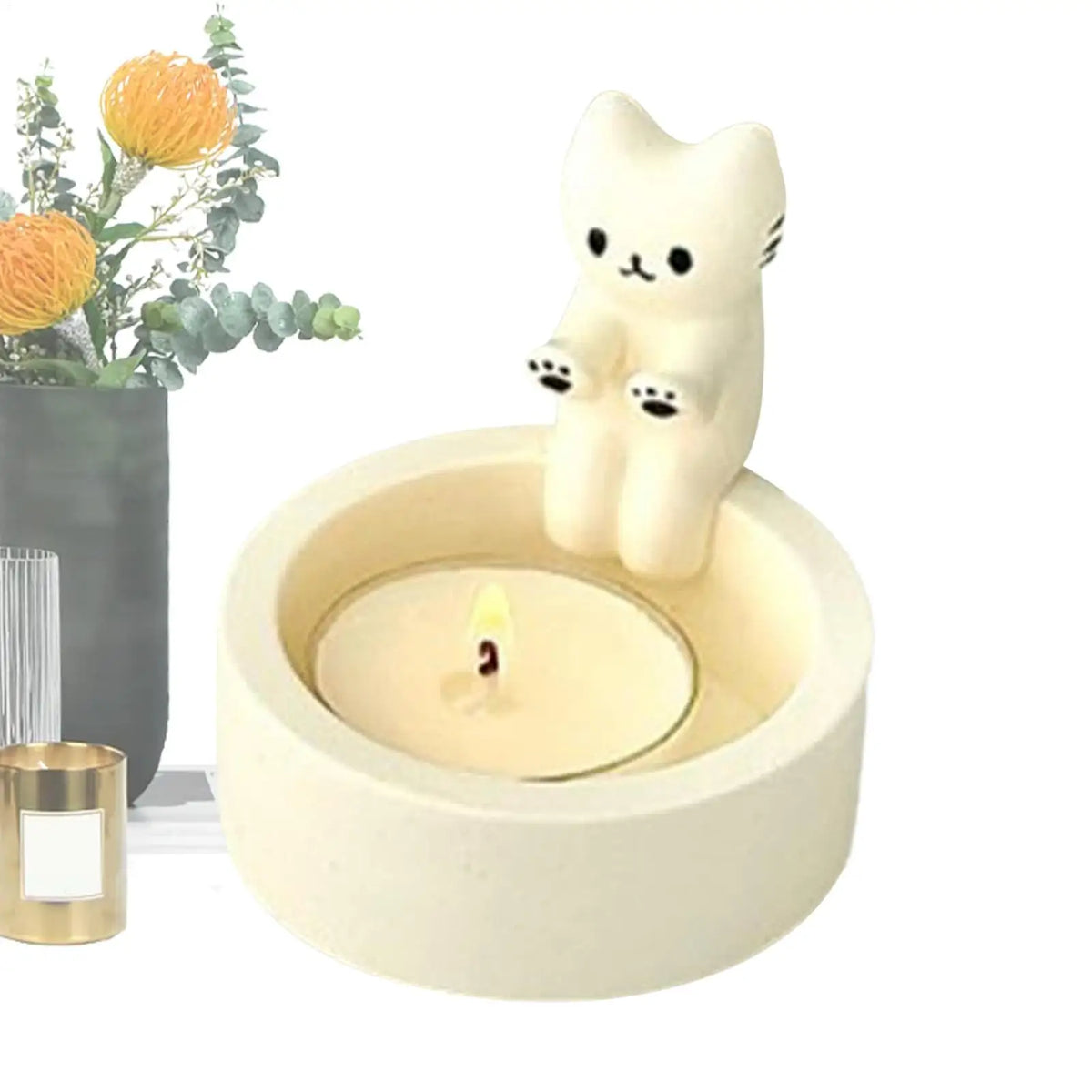 Cute Cat Candle Holder – Resin Kitten Candlestick & Gift Decor Candle Holder Babs