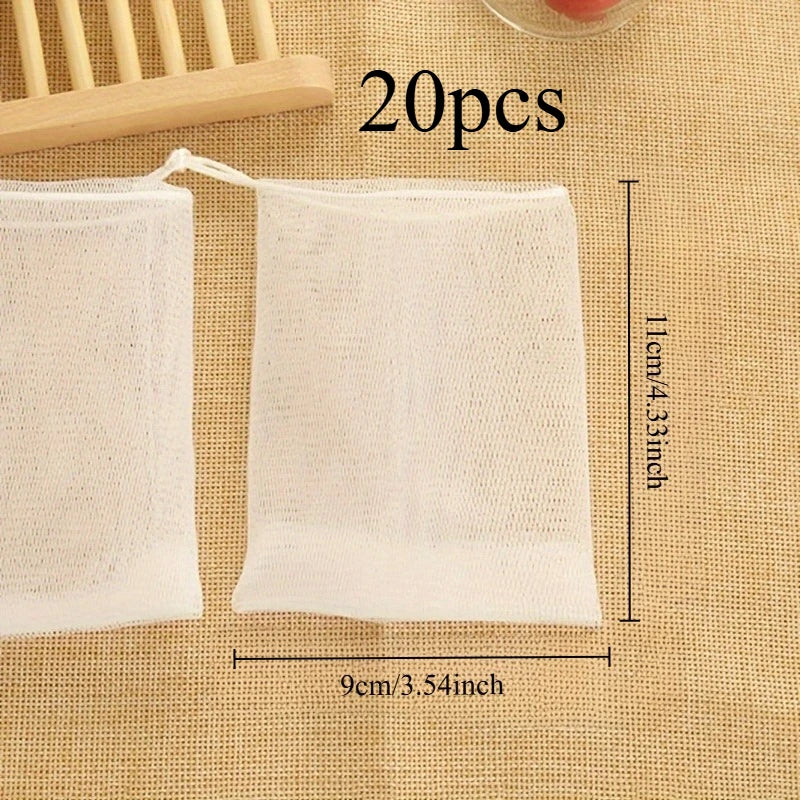 Exfoliating Soap Mesh Bags – Drawstring Foaming Soap Saver Net Soap Saver Mesh Bag Babs 20pcs