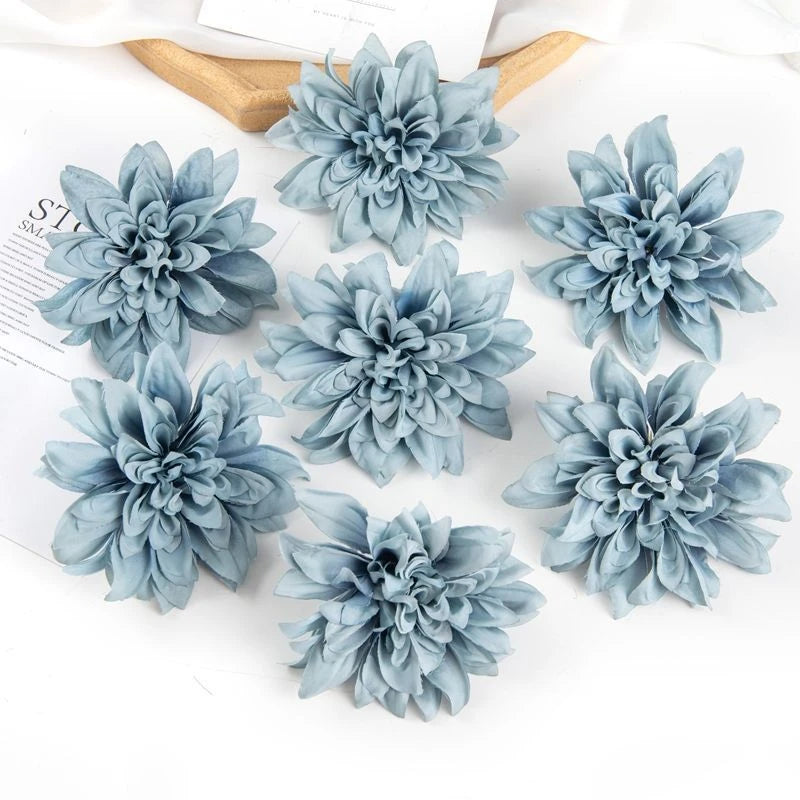 Silk Rose Dahlia Flower Heads for Wedding & DIY Decor Artificial Silk Flowers Babs color 8 30 pcs