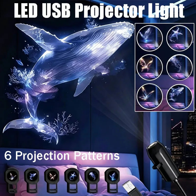 LED USB Projection Night Light – 6 Ocean Patterns for Rooms Projection Night Light Babs