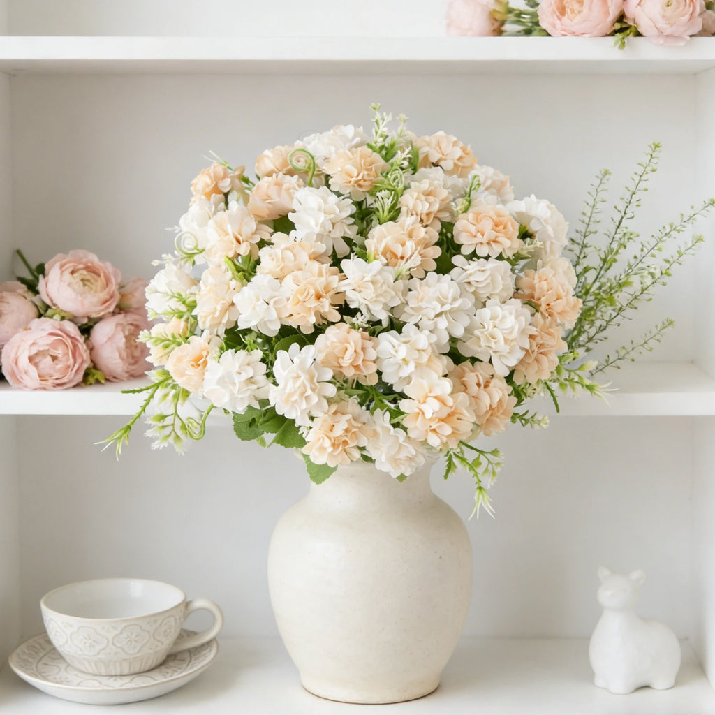 Silk Carnation Artificial Flower Bouquet – 5-Fork, 9 Blooms Artificial Flower Bouquet Babs