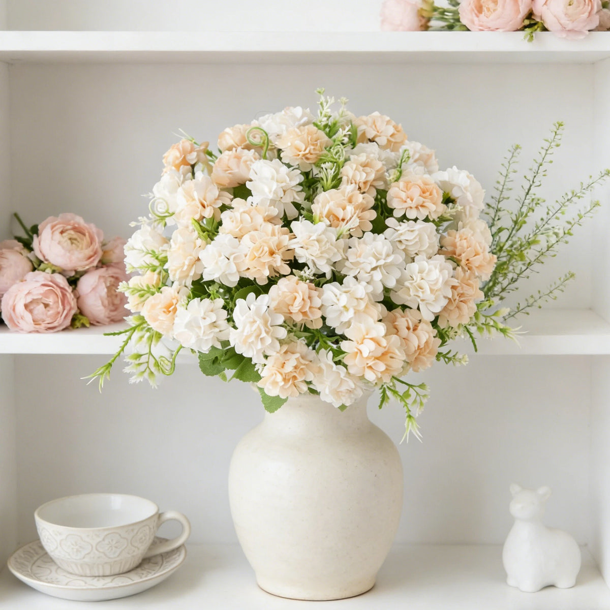 Silk Carnation Artificial Flower Bouquet – 5-Fork, 9 Blooms Artificial Flower Bouquet Babs